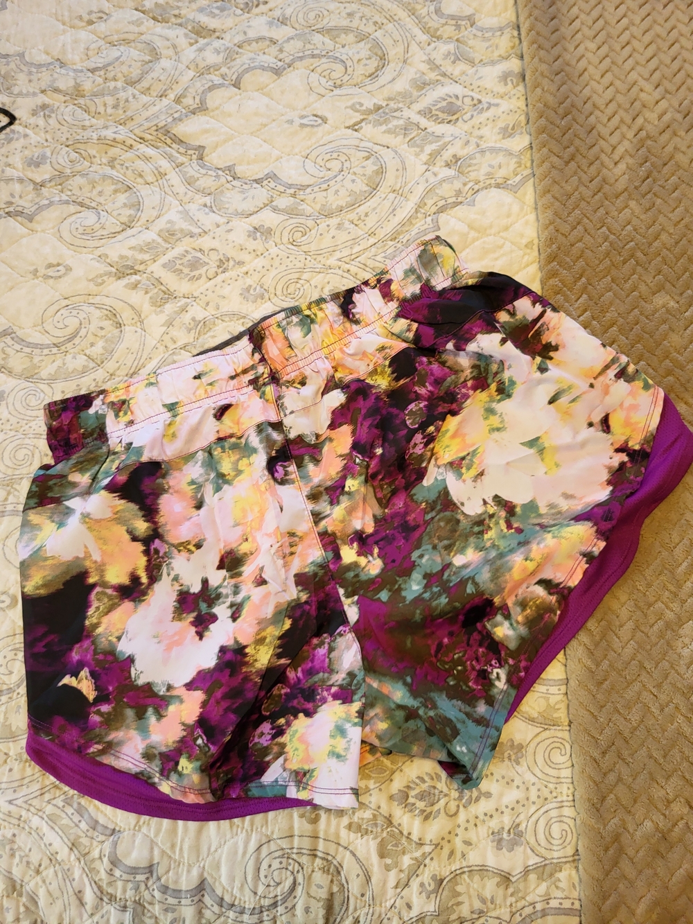 Athletic Works Women's Purple Multi Floral Athletic Shorts - Picture 2 of 6